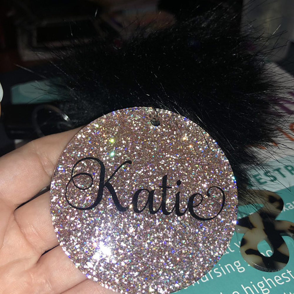 ACRYLIC KEYCHAIN WITH GLITTER 